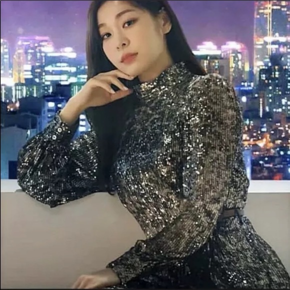 NWT Zara Belted Sequin Midi Dress - Picture 4 of 9